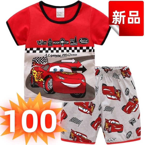★新品★カーズ 子供パジャマ 半袖Tシャツ&ショートパンツ セット ライトニング・マックイーン コットン キッズルームウェア 寝巻き 100cm