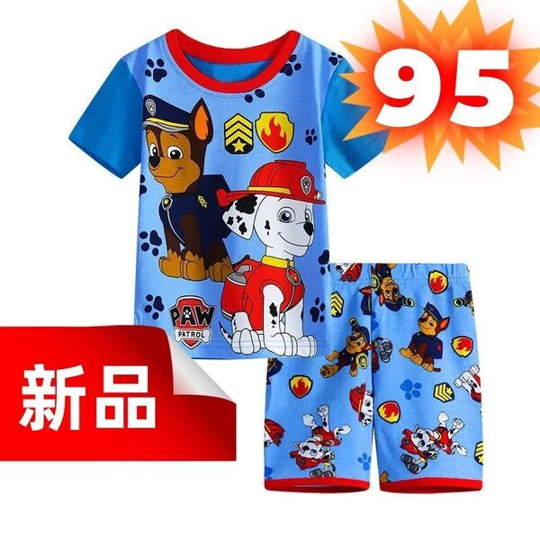 ★新品★パウパトロール 子供用パジャマ 夏用半袖Tシャツ&ショートパンツセット チェイス&マーシャルデザイン 男の子 女の子 コットン 95cm