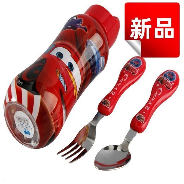 ★新品★カーズ 子供用 食器セット 水筒 スプーン フォーク 3点セット 子供食器 キッズ 男の子 給食 マックイーン 300ml ランチセット
