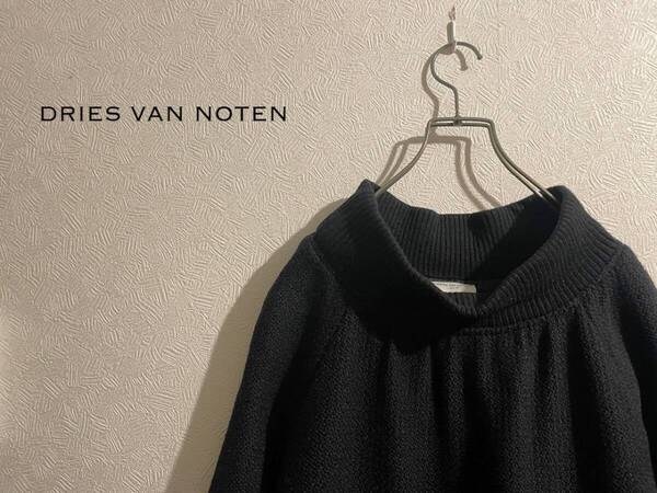 ◯ DRIES VAN NOTEN ハイネック ツイード ワンピース / ドリスヴァンノッテン ウール リブ レイヤード ブラック 黒 38 Ladies #Sirchive