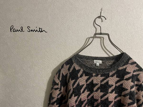 ◯ Paul Smith ファースト ライン グラデーション ハウンドトゥース ニット / ポールスミス ウール モヘア レッド 赤 XL Mens #Sirchive