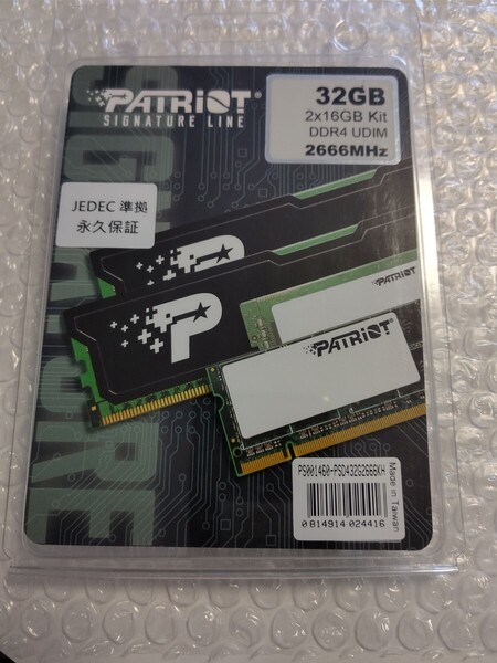 【中古品】PATRIOT DDR4-2666(PC4-21300) 16GB 2枚セット -316