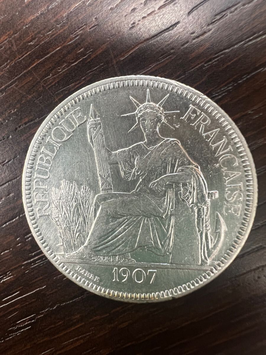 仏領 インドシナ 1ピアストル. 銀貨 1907年 - メルカリ