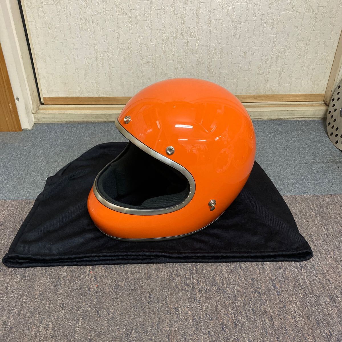 昭和レトロ SHOEI オレンジ フルフェイス 族ヘル SHOEI 送料無料 BHVシールド付 S-12 ORANGE 56cm/ショウエイs12