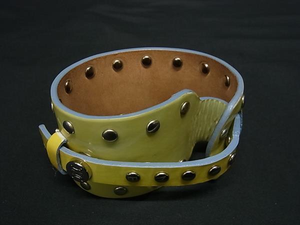 G2989 美品!! セリーヌ レザーツイスト ワイド ブレスレット G2989 美品!! セリーヌ レザーツイスト ワイド ブレスレット