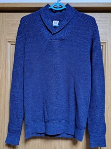 【中古極美品】GAP ギャップ 襟付 Vネック ニットセーター 色:ネイビーUS:XS 日本Mサイズ 厚手のシッカリとしたニット 1回着用