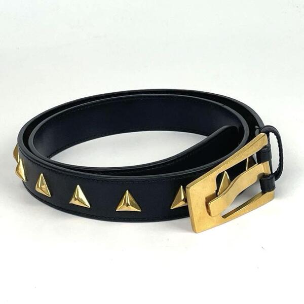 極美品■SAINT LAURENT PARIS サンローラン スタッズ ベルト エディ期 13AW ゴールド金具 ブラック レザー 2013秋冬 ユニセックス 稀少