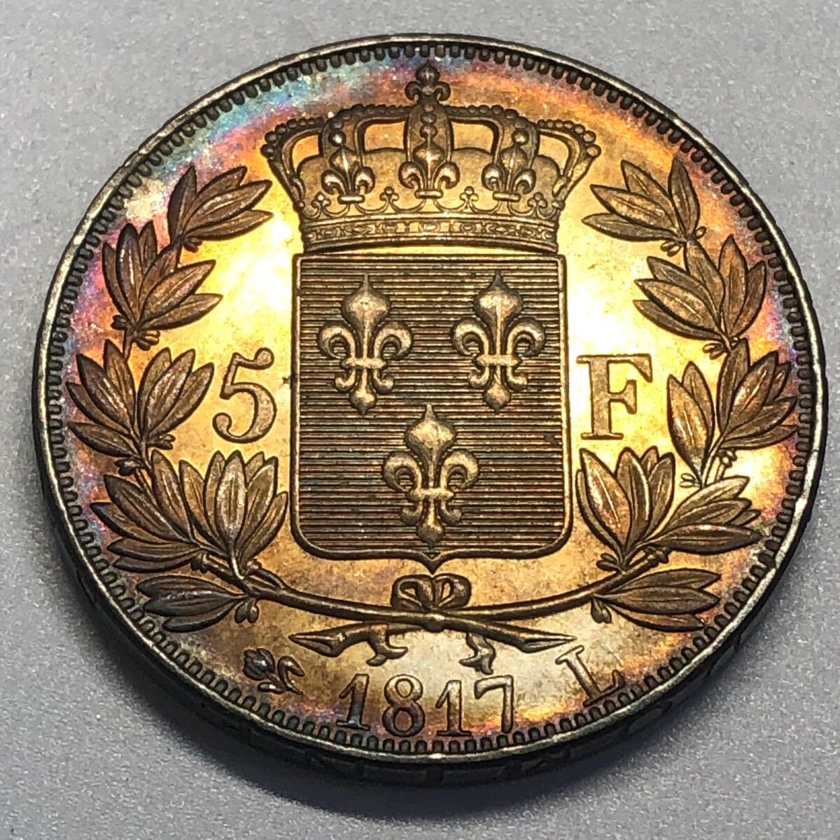 A498 フランス 1819年 ルイ18世 ブルボン朝の国王 大型銀貨 八角型