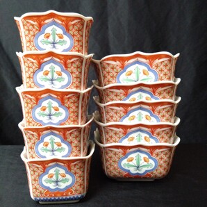 新品 有田焼 藍窯 角小鉢セット 古伊万里 新生活 お花見 料亭 会席 懐石 和食器 色絵 レストラン 喫茶店 ホテル 旅館 おもてなし