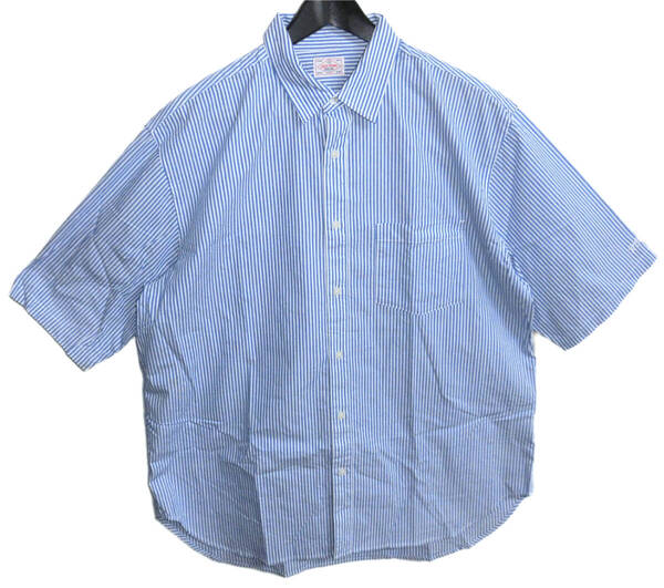美品 RODEO CROWNS WIDE BOWL ロデオクラウン 22ss OVER S/S シャツ オーバーサイズ 半袖シャツ L ストライプ 421FSR30-1460