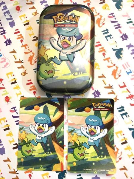 海外限定 ポケモン クワッス ミニ 缶 + アート カード + ステッカー