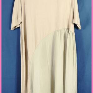 BF‐202☆春夏☆新品☆送料込み☆即決☆ナチュラル系☆レーヨン麻混と綿☆ワンピース☆M~Lサイズ☆ベージュ×薄いカーキ