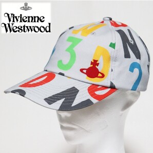 《ヴィヴィアンウエストウッド》新品 UV対策 POSTCODES柄 ベースボールキャップ 野球帽 ユニセックス F(55.5~60cm)S1431