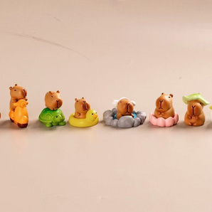 車 ダッシュボード装飾 置物 インテリア装飾 ミニカピバラフィギュア 8点セット