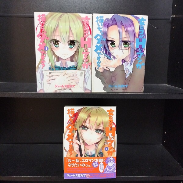 【初版】女のコがHなマンガ描いちゃダメですか? 全3巻 ジェームスほたて 少年画報社