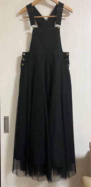 デニムサロペットワンピース チュールスカート