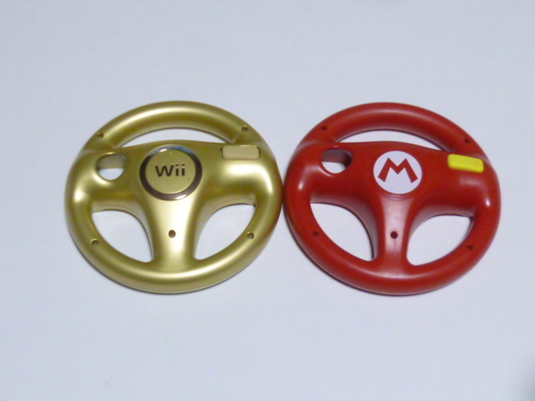 HD93【動作確認済 送料無料 即日発送 】任天堂 Wii ハンドル 2個セット ステアリング マリオカート 金 赤 ゴールド レッド