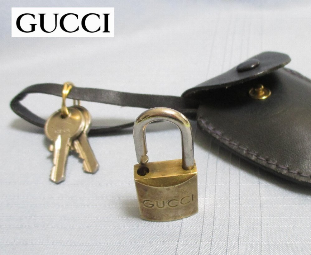 希少 GUCCI グッチ 南京錠 カデナ パドロック レザー