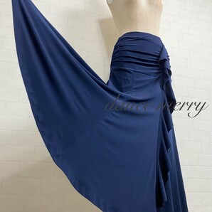 ★送料無料★【MERRY】 新品 社交ダンス 紺 スカート 1218 タンゴ マーメイド レッスン フリル シンプル タンゴ ルンバ パーティ