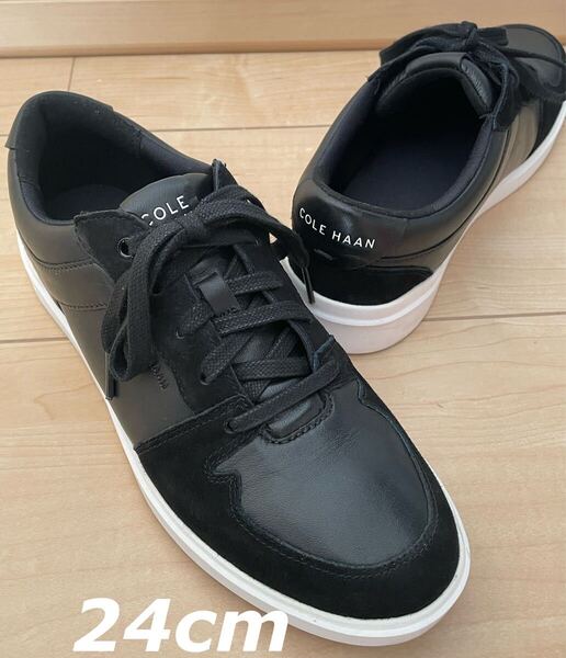 COLE HAAN 24.0cm BLACK LEATHER/SUED