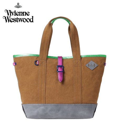 ○★新品 未使用 Vivienne Westwood メタリックミリタリートートバッグ カーキ(ヴィヴィアンウェストウッド)○●