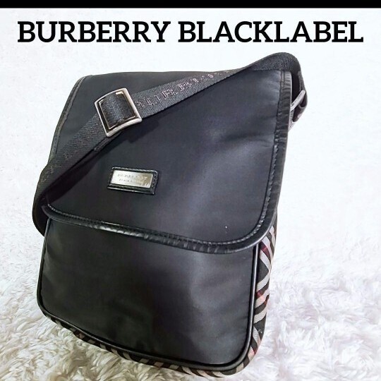 【美品】バーバリー ショルダーバッグ ロゴベルト ナイロン 黒 BURBERRY（バーバリー）の「BURBERRY LOGO PRINT NYLON CROSS