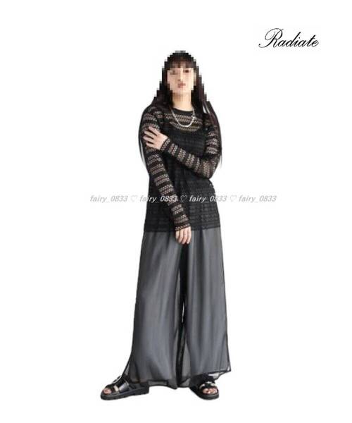 新品【送料無料】定価9000円■スコットクラブ RADIATE ラディエイト■ ①絶妙な透け感...♪ニュアンスボーダーメッシュトップス