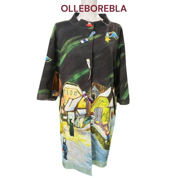 美品 アルベロベロ 沢山の豚さんが可愛い スプリング コート ジャケット OLLEBOREBLA レディース M5O347