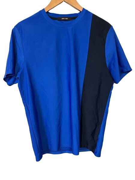 コムサメン カラーブロック 半袖Tシャツ M ブルー×ブラック 日本製 COMME CA MEN Color Block Short Sleeve T-shirt M Made in Japan