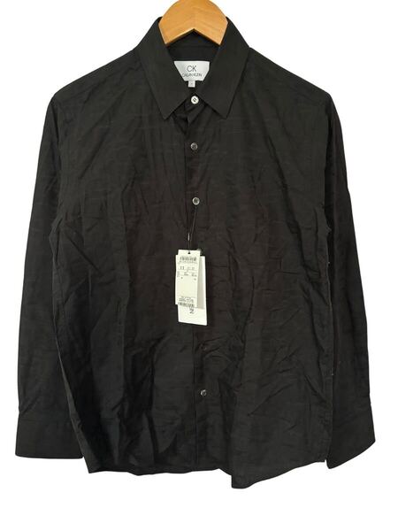 新品 S カルバンクライン ジャガード総柄 長袖シャツ 黒 CK NEW Calvin Klein Jacquard Pattern Shirt Black S Long Sleeve CK
