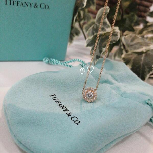 送料無料 ティファニー エンチャントフラワー ダイヤモンドネックレス k18ローズゴールド TIFFANY&Co.