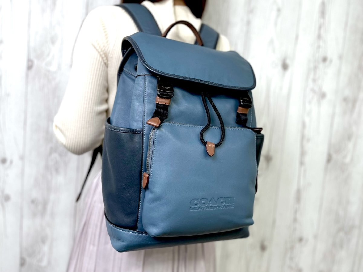 【極美品】COACH リファインド リュックサック バックパック レザー 紺色 Yahoo!オークション -「コーチ リュック メンズ レザー ブルー