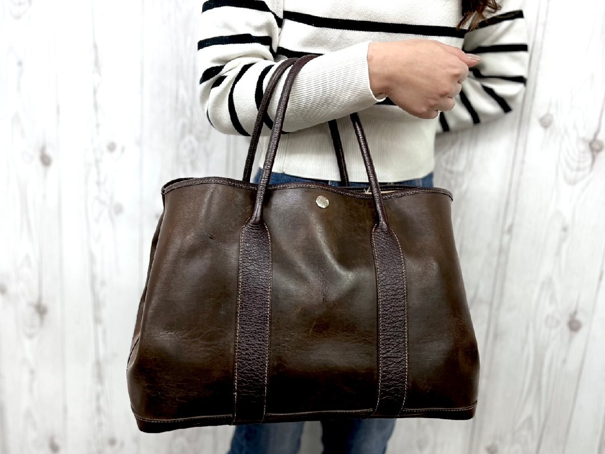 HERMES エルメス ガーデンパーティPM アマゾニア ダークブラウン