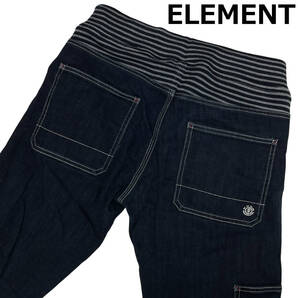 ELEMENT エレメント AD022-707 サイズM (約76~88cm) リブ付 ロゴ刺繍 サイドポケット デニムパンツ ジーンズ イージーパンツ