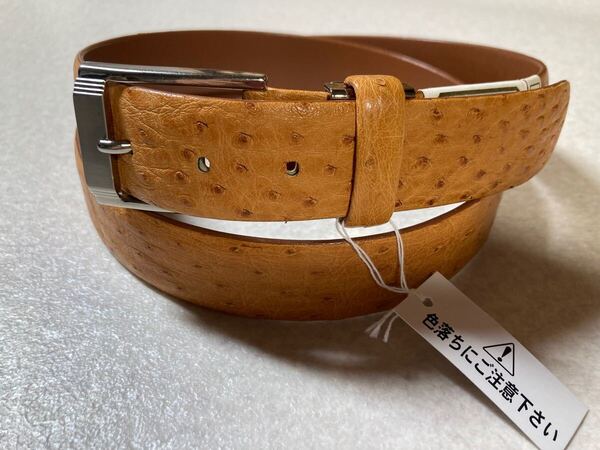 新品 インディアンシップ(日) オーストリッチベルト 金茶 100cm以下フリー 定価3.5万円程度