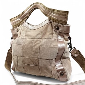 【美品】 正規品 ガリャルダガランテ ハンドバッグ 2way ショルダー付き 肩掛け GALLARDAGALANTE ベージュ ブラウン 茶色 男女兼用 かばん