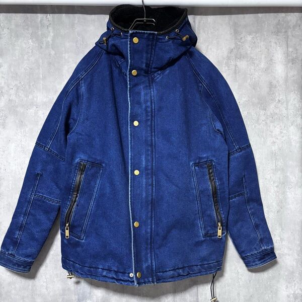 ザラ ZARA MAN ダークブルー フード付き マウンテンパーカー S
