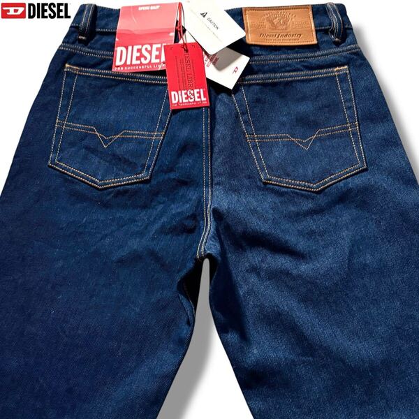 新品タグ付き/30インチ●現行タグ DIESEL ディーゼル デニム ジーンズ Gパン インディゴ レザーパッチ ポケット横ロゴ 通年 5ポケット M位