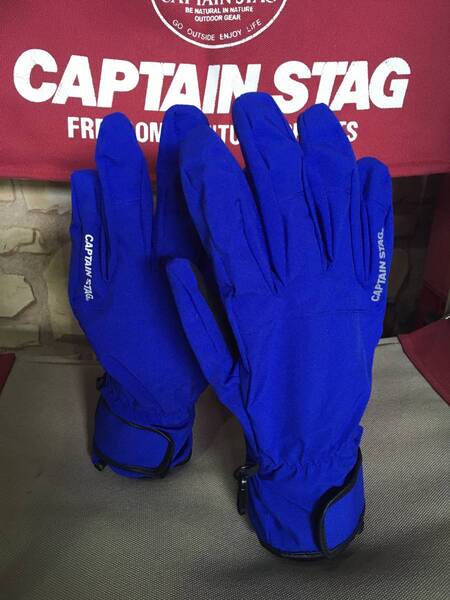 CAPTAIN STAG キャプテンスタッグ●防風・撥水ストレッチグローブ●メンズ<L>ブルー