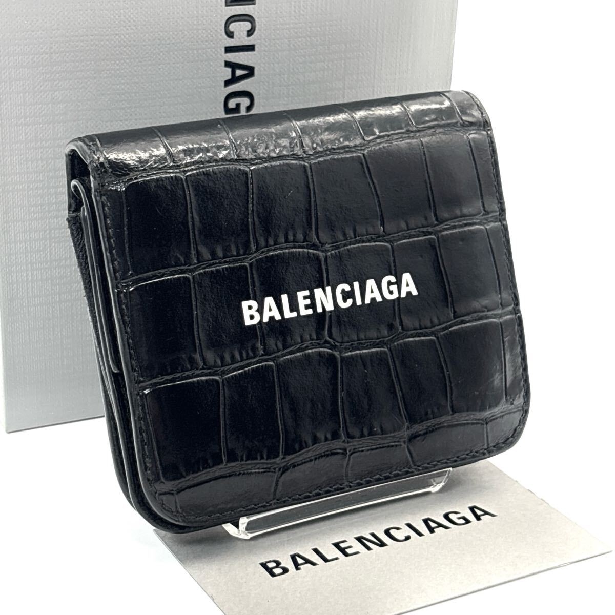 最終値下　バレンシアガ　エブリデイ　二つ折り財布　ブラック　BALENCIAGA 現行◇極美品◇BALENCIAGA 二つ折り財布 エブリデイ ブラック