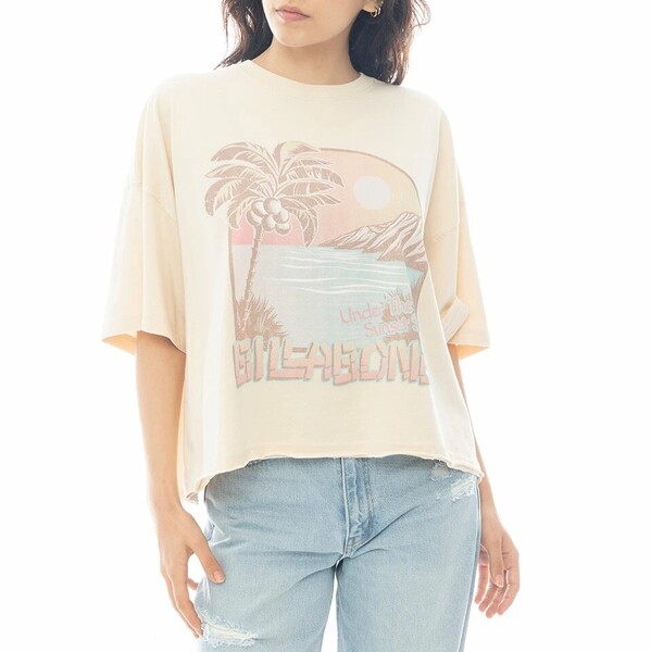★送料無料★2025春夏 新品【BILLABONG/ビラボン】GRAPHIC WIDE LOOSE CROPPED Tシャツ WCP レディースM BF013207
