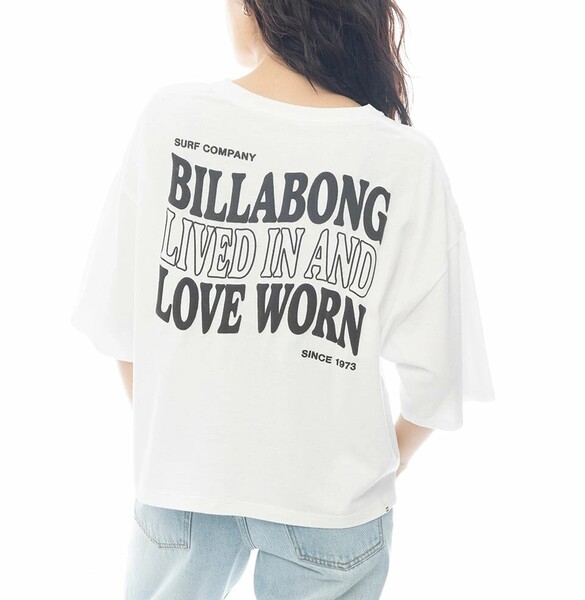 ★送料無料★2025春夏 新品【BILLABONG/ビラボン】FLAG LOGO LOOSE CROPPED TEE Tシャツ WHT レディースM BF013204