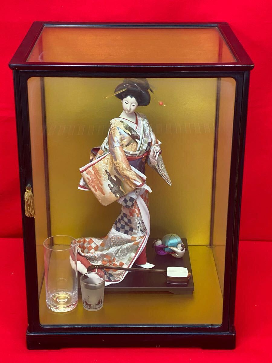 旧家整理品 熊野博多人形 伝統工芸 日本人形 ガラスケース 旧家整理品 熊野博多人形 伝統工芸 日本人形 ガラスケース