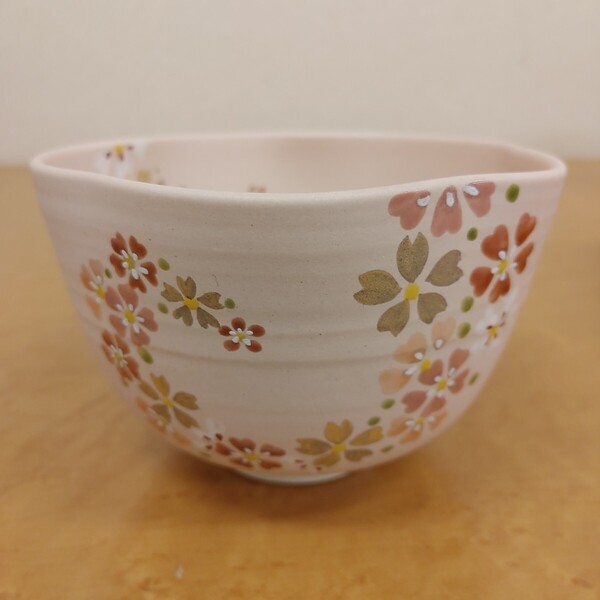 ☆★kawaii 涼風庵★☆東山深山 茶碗 色絵 桜花 茶道具 抹茶碗