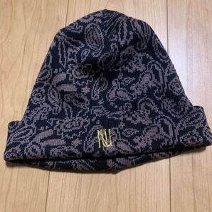 ナノユニバースNANOUNIVERSニットキャップ総柄ビーニー