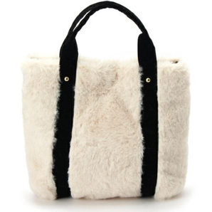 新品 pink adobe 【2WAY】エコファー×ベロアミニトートバッグ アイボリー(004) 定価2198円