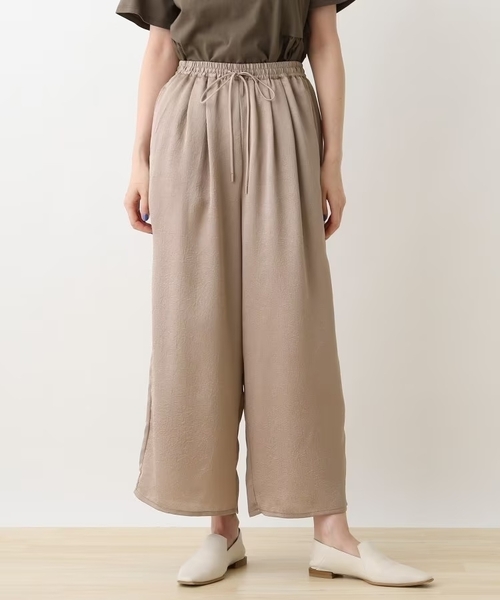 新品 SHOO・LA・RUE/DRESKIP リラックスサテンワイドパンツ サンドベージュ(053) 03(L) 定価3297円