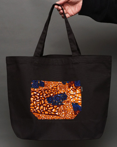 キャンバス　アフリカンワックス　ポケット　トートバッグ　Lサイズ　No.9　パー