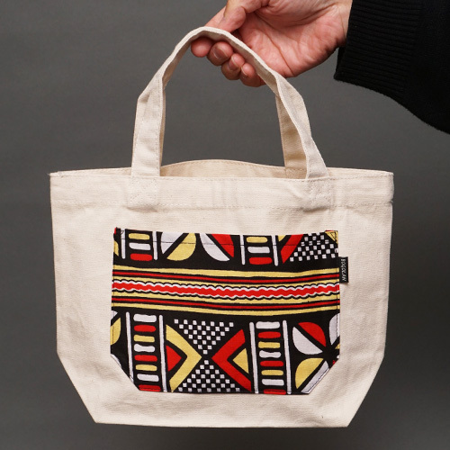 キャンバス　アフリカンワックス　ポケット　トートバッグ　Sサイズ　No.2　パー