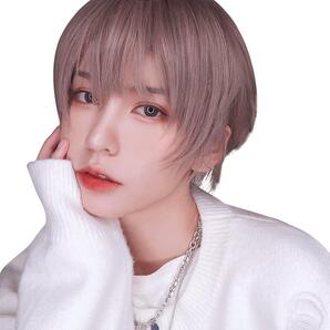 スタイリストプロ推薦 フルウィッグ メンズ かつら 短髪 通気 変装 耐熱 原宿 ハンサム 男性用 学生 通勤 自然 小顔 人気 ピンクブラウン